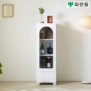 파란들가구 화이트 400 서랍유리문장식장 틈새수납장 거실장식장