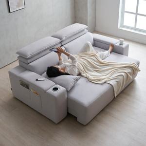 무브 3인 모션소파 전동 리클라이너 슬라이딩 확장형 아쿠아스웨이드 패브릭쇼파 (좌방석 일체형 최대 1100mm 확장 각도조절 헤드레스트 팔걸이수납형 리모컨 쇼파침대)