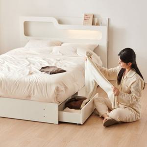 이노센트 루모스 LED 1단 3서랍 수납침대 SS＋케미컬폼매트 i105