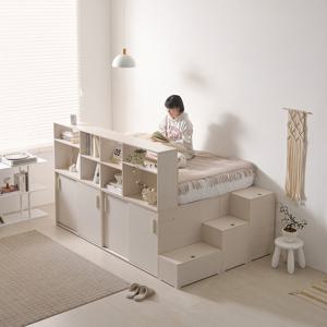 소소숲 체르민 올인원 파티션 슬라이딩 수납침대 SS