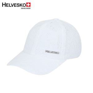 [헬베스코] 메탈로고 꽃메쉬 여성 골프모자