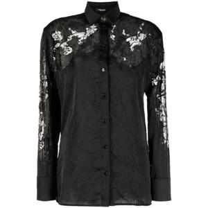 25 FW 베르사체 시스루 레이스 주름 새틴 셔츠 10094901A06931 TP432088858