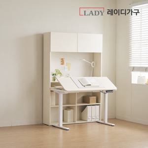 레이디가구 코튼M 도어 책장 세트 모션데스크_각도조절형 1200