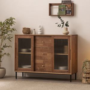 나무뜰 헤이즐 원목 홈카페 모루유리 와이드 서랍 수납장 1200 GM453C (착불)