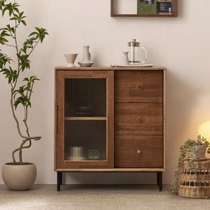 나무뜰 헤이즐 원목 홈카페 모루유리 서랍 수납장 800 GM445C (착불)