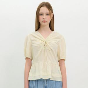 [올리브데올리브]셔링 리본 장식 블라우스(OW5MB412)