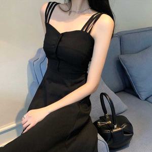 샵앤) 여성 모임룩 끈나시 블랙 미디 드레스 원피스 WON-WDR-WF2D641