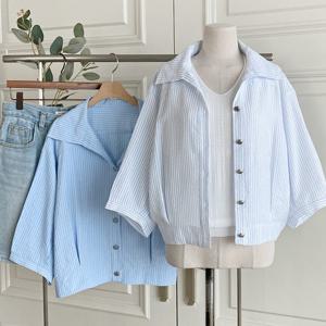 샵앤) 여성 카라넥 여름 원서커 6부소매 셔츠 블라우스 DGB-WBL-4571-아이보리