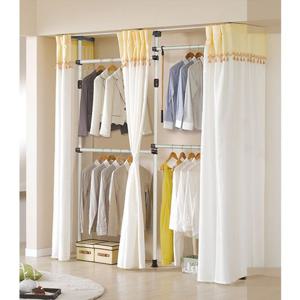업그레이드 드레스룸4단 아이보리커튼 38mm 행거 드레스룸 드레스룸행거 커튼행거 커튼형행거 옷장대용행거