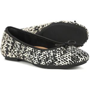 [정품] 핏플랍 여성 델리카토 바우 우븐 블랙 아이보리 발레리나 플랫슈즈 (IT2-C24)