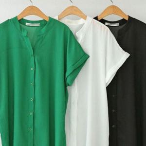 블라우스 브라우스 셔츠 빅사이즈 쉬폰 롤업 차이나넥 306K196S