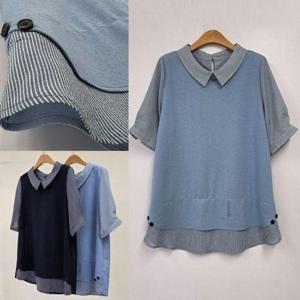 블라우스 브라우스 셔츠 빅사이즈 엠마단추 조끼 505U588S 여성