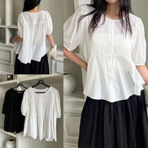 블라우스 브라우스 셔츠 빅사이즈 러브야물결라인 506U633S 여성