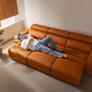 장인가구 조디 4인 전동 모션 슬라이딩 슬라이드 무빙 가죽 리클라이너 소파