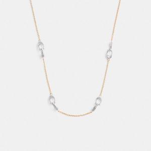 코치 파베 시그니처 체인 목걸이 CAD98-A31 골드/실버