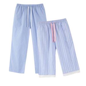 [예스](실내복)라이트 블루 스트라이프 실켓면 커플 실내복바지 YSWEB251YSMEB251