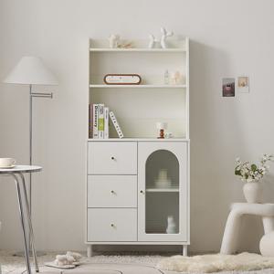 나무뜰 멜로우 800 모루유리 장식장 서랍 수납장 상부장세트 JNF155C (착불)