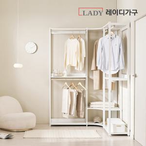 레이디가구 에어랙 철제 드레스룸 시스템옷장 2200 코너 행거형 B