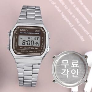 무료각인 카시오 A168WA-5AY 빈티지 뉴버전 실버 전자 남녀공용