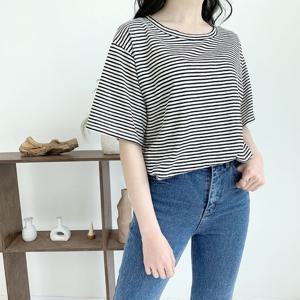 나야홍 / 빅사이즈 506 스트라이프루즈반팔티 DZYA525