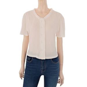 [숲]V넥 크롭 엠보 반팔 블라우스 SB6SS8Z