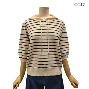 [에이비에프지]써머 스트라이프 팬턴 후드 반팔 니트 APZ3QW31H