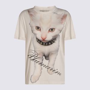 블루마린 화이트 캣 그래픽 크루넥 반팔 티셔츠 A522T101A C103