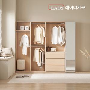 레이디가구 이안 드레스룸 240cm D세트 (60cm 1단 행거형+60cm 2