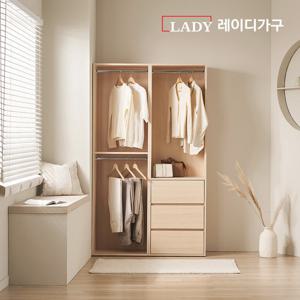 레이디가구 이안 드레스룸 120cm B세트 (60cm 2단 행거형+60cm 3