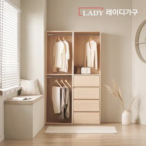 레이디가구 이안 드레스룸 120cm C세트 (60cm 2단 행거형+60cm 4