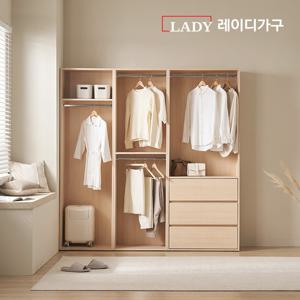 레이디가구 이안 드레스룸 200cm B세트 (60cm 1단 행거형+60cm 2