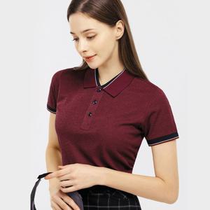 샵앤) 여성 반오픈 단추 배색 카라넥 반팔 골프 티 SC-WSH-G0005