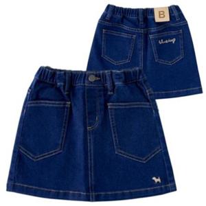 [블루독8-키즈] 데님다크 로우데님스커트 여아 스판 청치마 세돌선물 초등학생 25A2543150