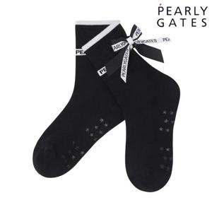 파리게이츠 (521E3SC004BK) 여성 배색 백 리본 논슬립 중목 양말