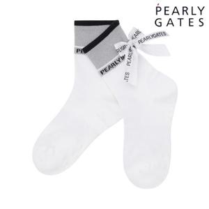 파리게이츠 (521E3SC004WH) 여성 배색 백 리본 논슬립 중목 양말