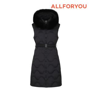 [올포유] 23FW 여성 폭스퍼 후드 물결 퀼팅 덕다운 롱베스트 AWVEMA171-199