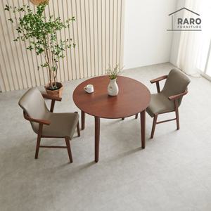 라로퍼니처 위니 원형 1000 고무나무 원목 식탁 세트 (식탁+의자2)