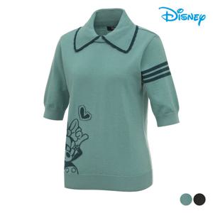 [디즈니골프]여성 카라 레이스 라인 반팔 니트 스웨터 DM3LKT007