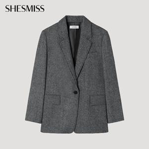 [쉬즈미스] 멜란지 싱글 자켓_SWWJKP32110_BK