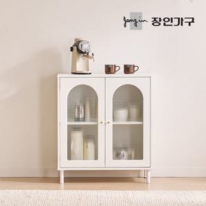 장인가구 쿠르바 모루유리 800 그릇 주방 수납장