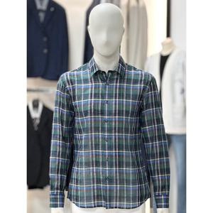 [바쏘옴므]바이올렛_타탄체크 면 & 마 혼방 셔츠  WSY1TD10A_SC