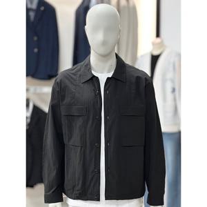 [바쏘옴므]블랙_세미오버핏 면혼방 셔츠형 자켓 WSY1GU31A_SC