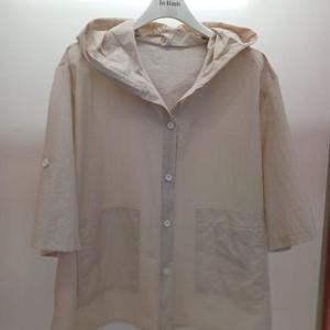 Latium HC06 국내생산 스판 얇고 가벼운 롤업 주머니 후드 남방형 셔츠블라우스 T2531bl03B