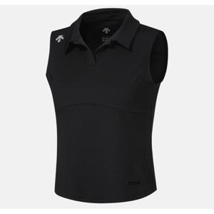 데상트 여성 카라형 골지 슬리브리스 B1 SQ322PST72 BLK0 IVY0