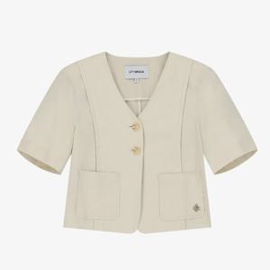 시티브리즈 린넨 노카라 반팔 점퍼 BB CTG2JK01 BE BK