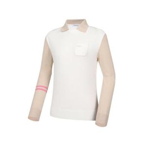 [와이드앵글]여성 CO 루즈핏 소매블럭 폴로 풀오버 L WWU24K52W3