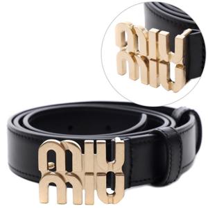 [미우미우] 25FW 여성 로고 레더 벨트 (5CC565 2AIX F0002 25F)