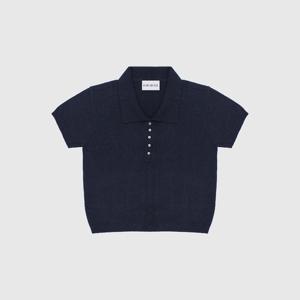 부클 카라 버튼업 반팔 니트_CBKT250704