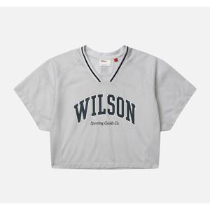 윌슨 크롭 메쉬 브이넥 티셔츠 W B1 W251002NTS40 LGR NVY