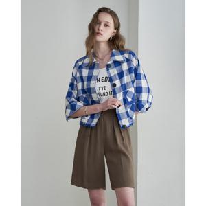 [르니앤맥코이]자수패치 체크 5부소매 자켓 MM09JK001HJY